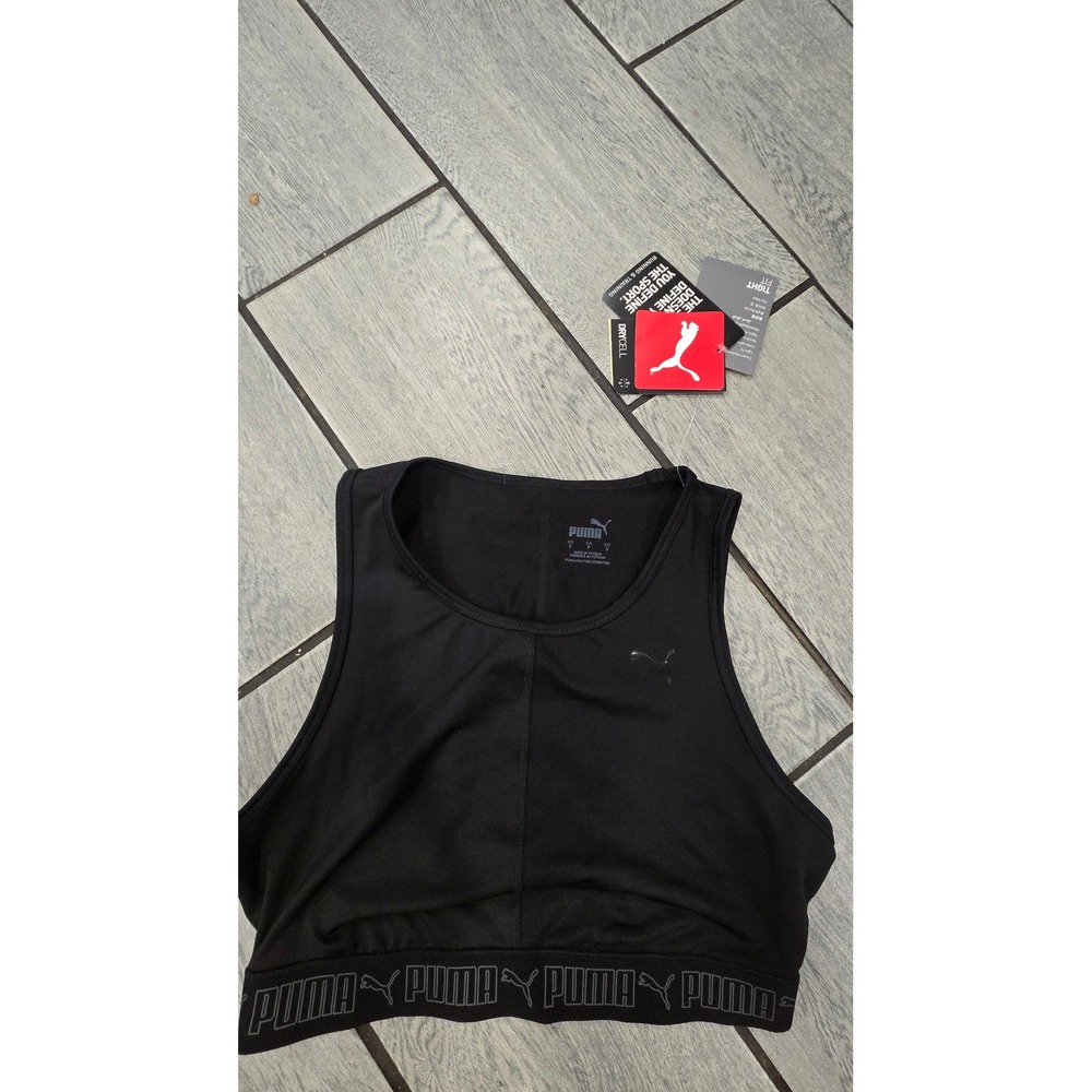 Puma Train Elastic Crop Top Womens Small Black DryCELL Running Training 520374